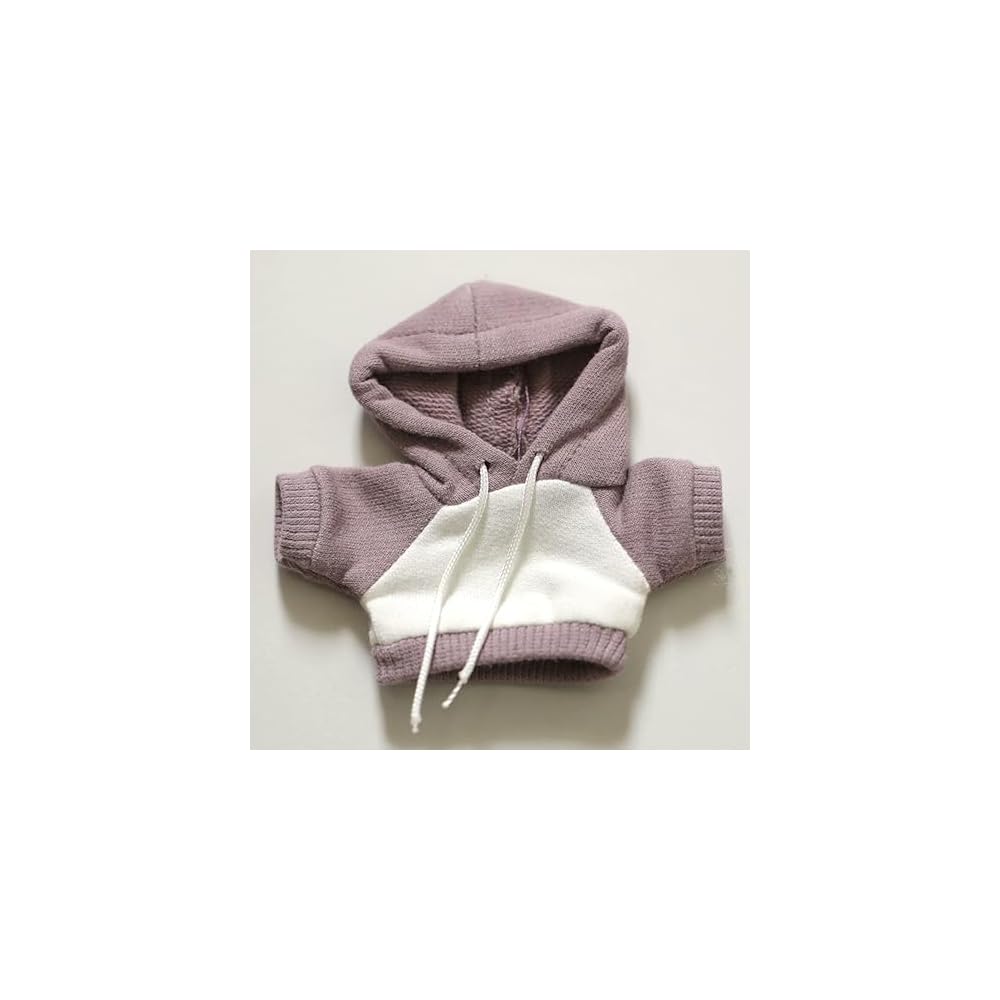 Bicolor Hoodie 10cm Plush Doll Outfit Mauve Costume Accessory for Kpop Doll Collectors