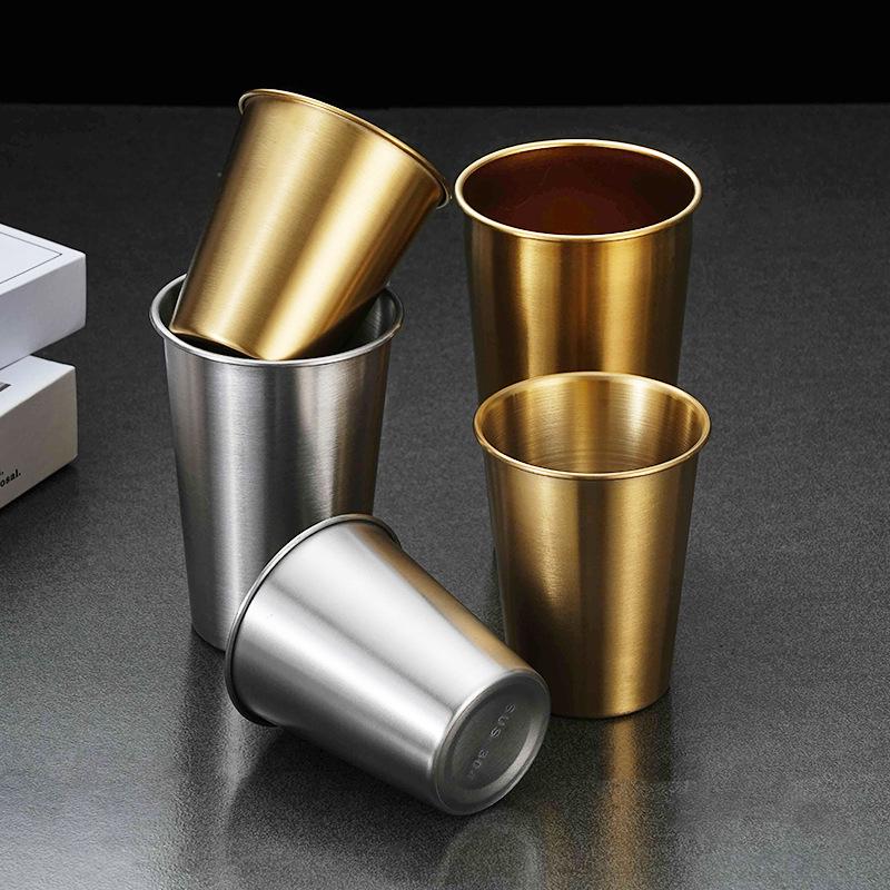 Gold 304 Stainless Steel Beer Mug - Single Layer, Stackable Outdoor Cup for Cold Drinks