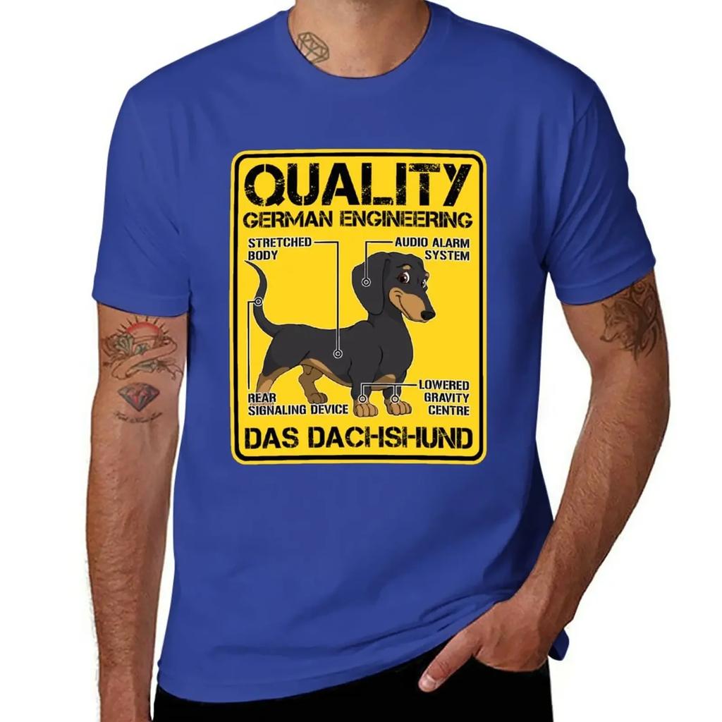 Quality German Engineering - Dachshund Dog Humor T-Shirt Korean Fashion Aesthetic Clothing Men T Shirts