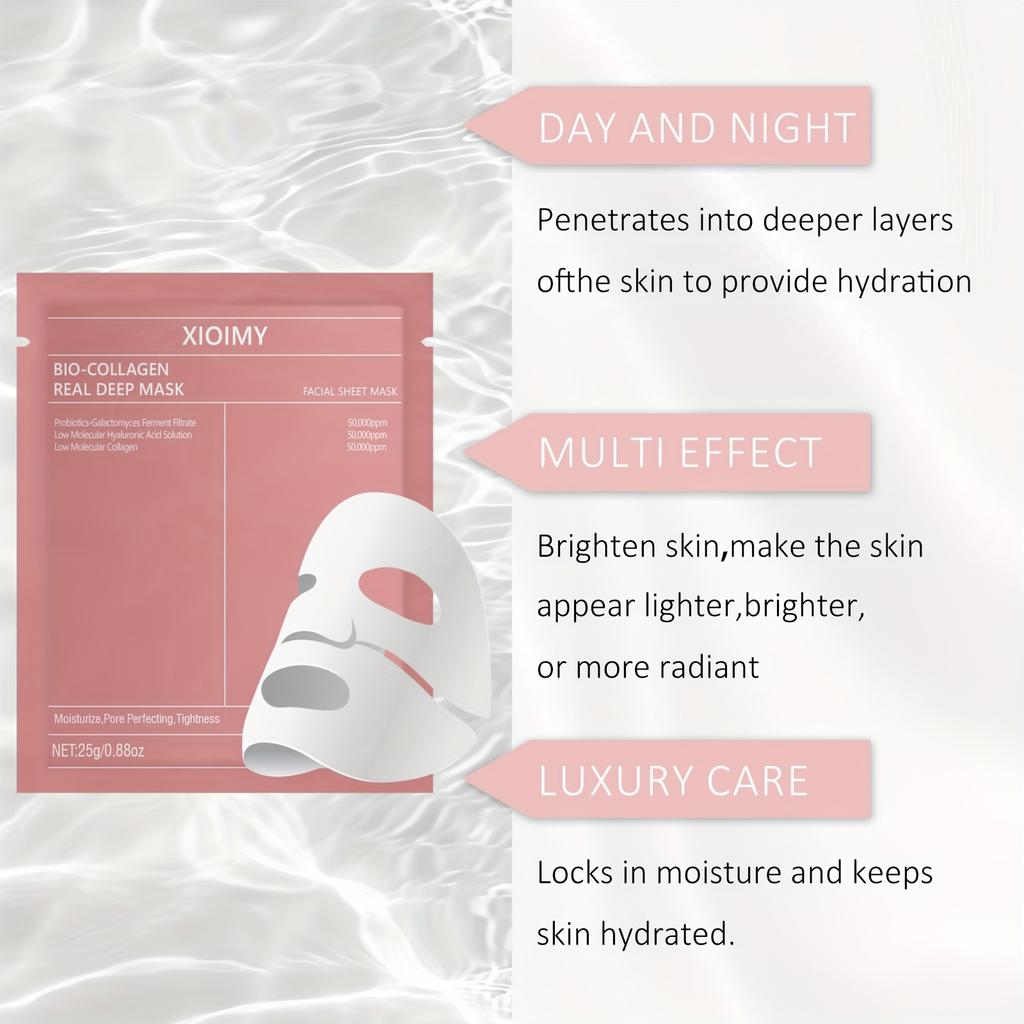 Collagen Deep Moisture Mask - Hydrating Facial Sheet with Collagen & Hyaluronic Acid, Ideal for Dry, Sagging Skin, All Skin Types