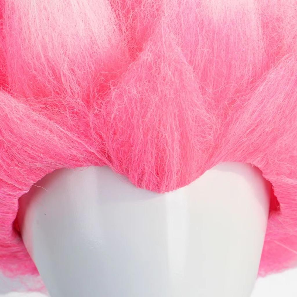 Pink And White Anime Style Cosplay Wig Fluffy Curly Hair Synthetic Party Wear Wig for Women