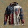 Men's Vintage Casual American Flag Cross Hoodie Patriotic Shirt