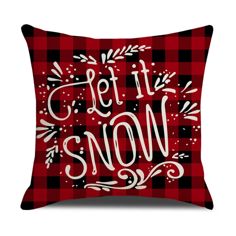 

Красная и черная клетка Рождественская подушка Праздничная наволочка Лен Мультяшный принт Праздничная наволочка 45 * 45Cm (excluding pillow core)