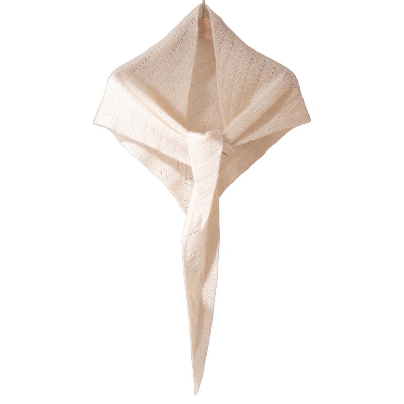 Women's 100% Pure Cashmere Hollow-Out Triangle Knit Scarf - Versatile, Warm, and Stylish Solid Color Design