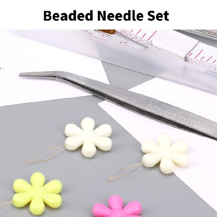 Beading Needle Set for Jewelry Making, with Needle Bottle, Thimble, Threader, Bead Cord, Tape Measure and Storage Case