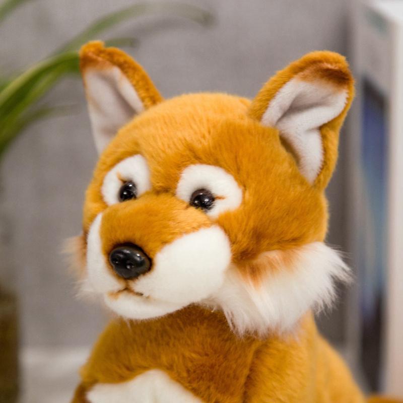 New 28cm Simulation Fox Dog Plush Toy Creative Realistic Animal Sitting Dolls Stuffed Soft Toys for Children Girl Birthday Gift