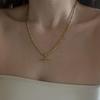 Elegant Women's T-Shaped Titanium Steel Necklace - Light Luxury Style Clavicle Jewelry