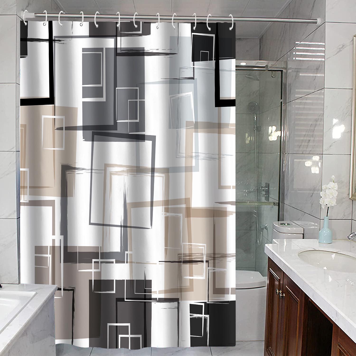 

Водонепроницаемая шторка для душа с геометрическим полосатым рисунком - Защита от плесени, перегородка для ванной комнаты 180 x 180 cm