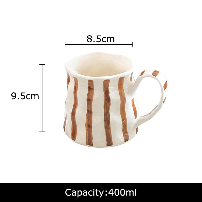 

Colorful Stripes Porcelain Mugs Water Cup Tableware Minimalism Coffee Mug Dining Table Afternoon Tea Teacup Fruits Juice Cup 400ml