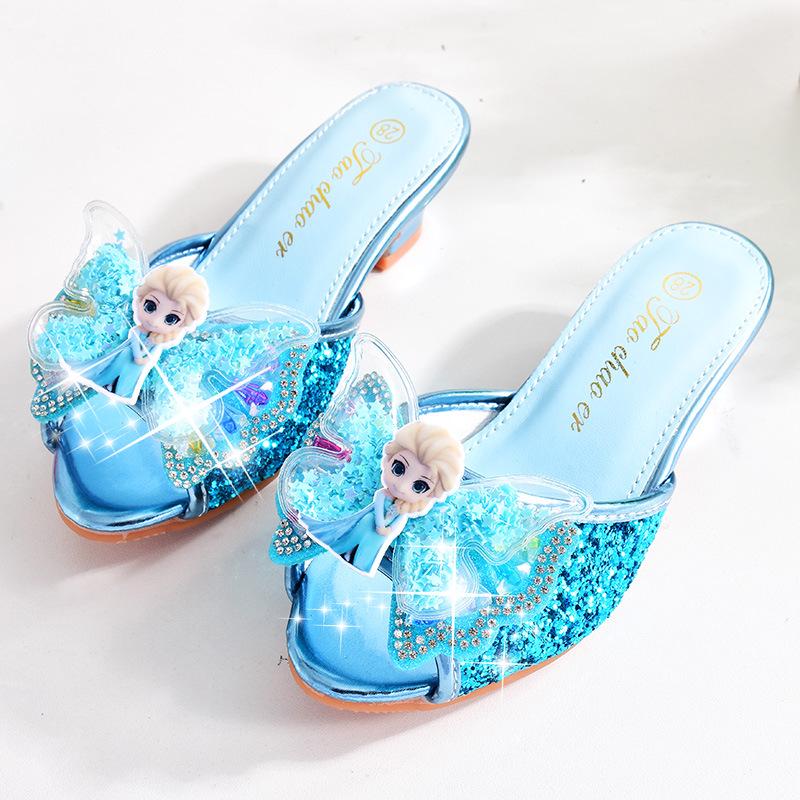 Frozen Elsa Princess High Heels: Cute Summer Sandals for Girls Size 29, 18.7cm Length