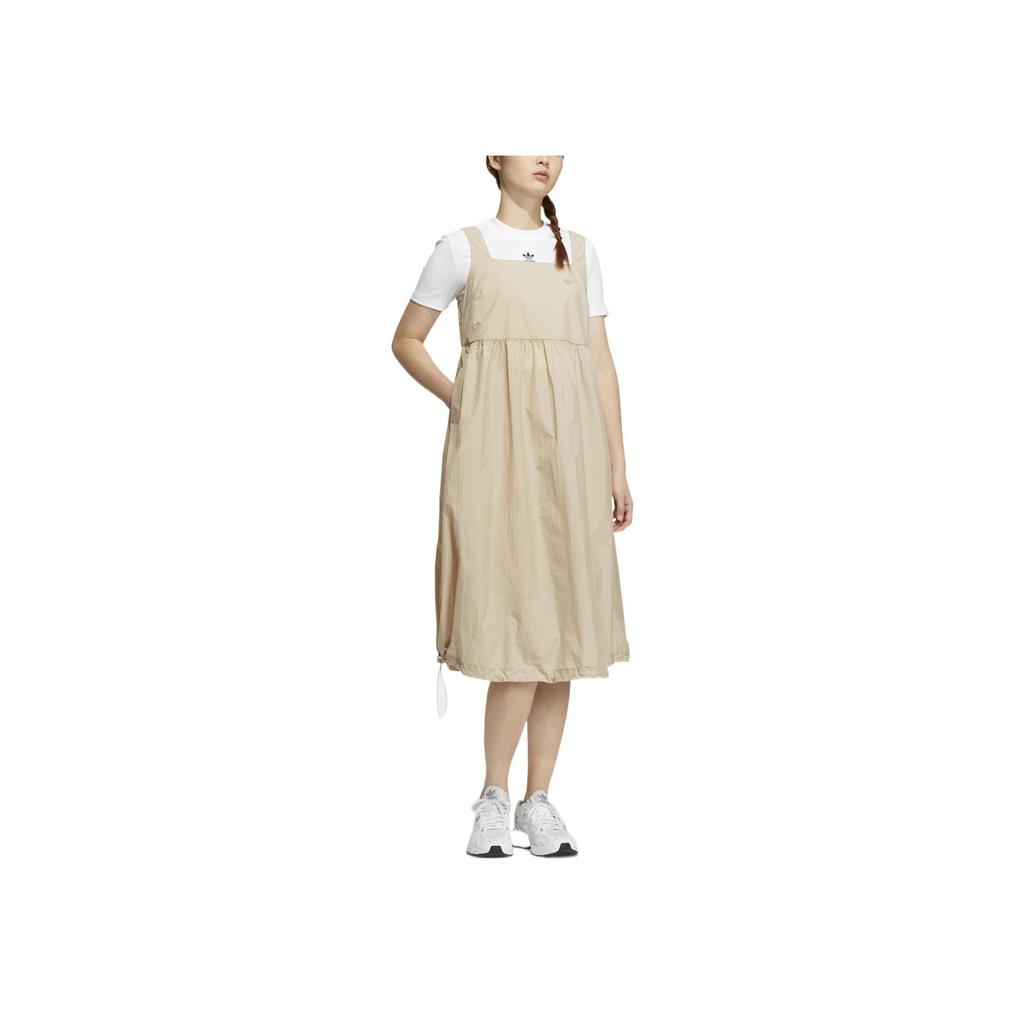 Adidas Originals Trefoil Solid Square Neck Sleeveless Dress Women Dress Brown HP0083