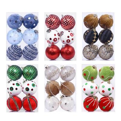 Festival Plush Ball Decorations 8cm Colorful Spots Christmas Tree Ornaments Easy Hanging Lightweight Design Sphere