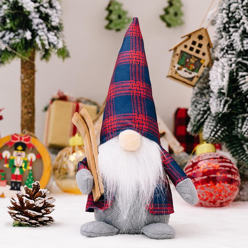 And Red Festive Blue Plaid Gnome Decoration Ideal For Cheerful Setups Christmas