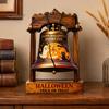 Housewarming Gift Ideas Vintage Halloween Wooden Bell Decor, Rustic Farmhouse Shelf Sitter with Artistic Photo Props Metal Wood Stand, Tabletop
