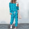 High-End Fashion Sports Sweater Set Women'S Autumn Loose Casual Long-Sleeved Printed Top Bundle Leg Pants Two-Piece Set