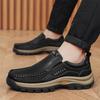 Men's Hand-Stitched Fashion Loafers Solid Color Low-Top Casual Shoes Simple Trendy Slip-On Sneakers Daily Office Business Shoes