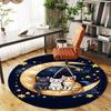 1PC Cats Moon Stars Round Chair mat Area Rug - Non-Slip, Floor Mat for Office, Bedroom, home decor Christmas Gift c0528045
