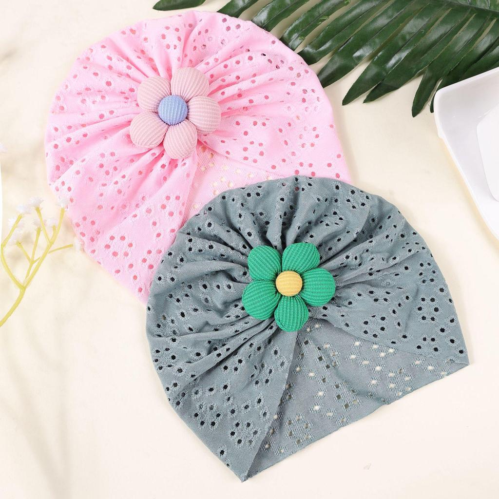 European Baby Breathable Soft Flower Hollow Hat