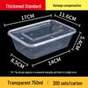 Rectangular 750/1000ml Disposable Transparent Plastic Takeout Meal Box