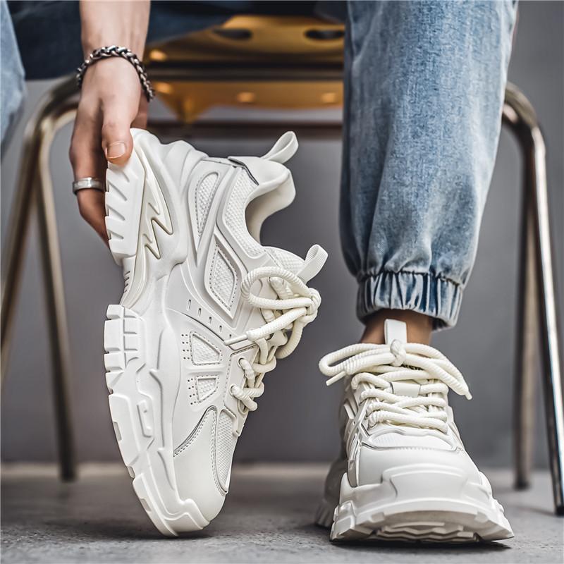 

2024 Four Seasons National Tide Style Men s Niche Thick Bottom ins Mesh Daddy Hong Kong Style Live Streaming Air Breathable Sneakers Men 39 чорний