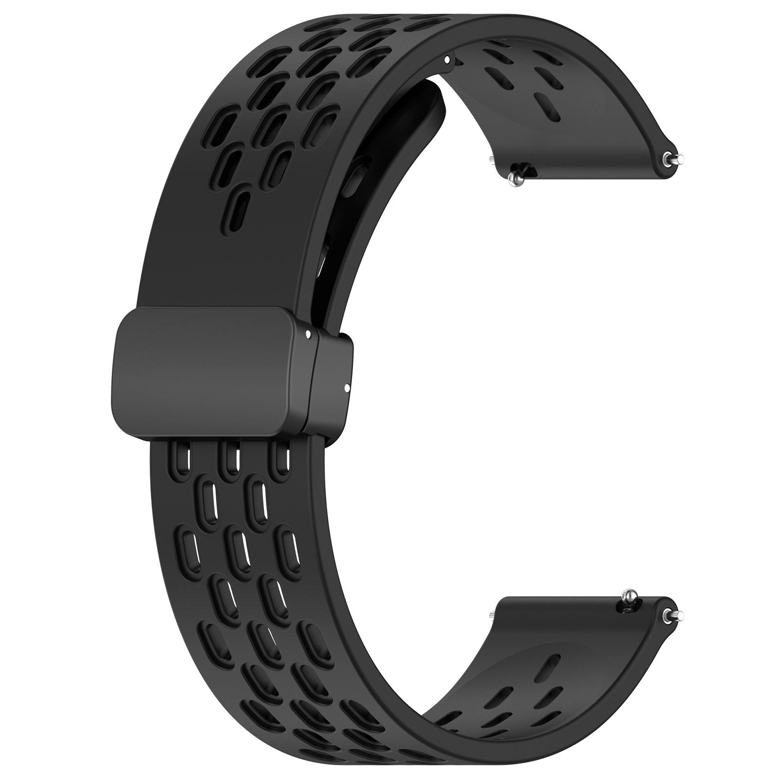

20mm Silicone Strap for Samsung Galaxy Watch FE 40mm/Watch6/Watch6 Classic/Watch 5/Watch4 Black Folding Buckle Watch Band Blue