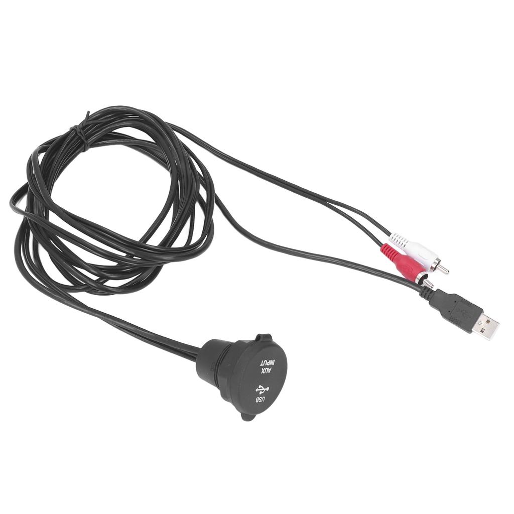 6ft Flush Mount Cable Kit USB3.0 Male to Female 2 RCA to 3.5mm Female for Motorcycles Cars Dashboard