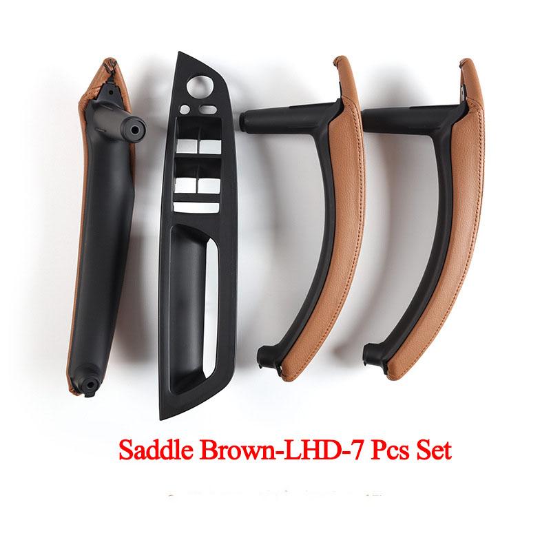 Suitable for  LHD or RHD Cars Interior Plastic Door Pull Handle with Leather Handle Cover 7pcs Full Set for BMW X5 X6 E70 E71 E72