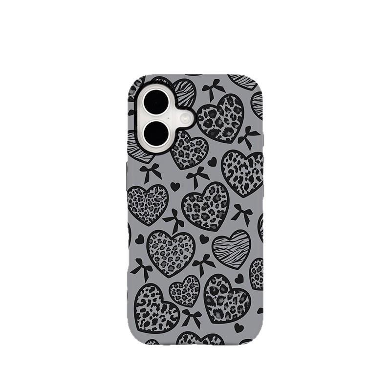 

Heart-Shaped Bow Leopard Print Magnetic Two-in-One Phone Case Compatible with Apple 17 Pro Max Apple 16E