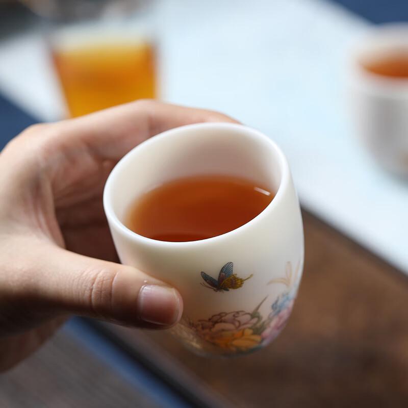 MULTIPOTENT Chinese White Mutton Fat Jade Kung Fu Tea Master Cup Gift Set