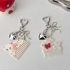 Cute Bow Cat Keychain Acetic Acid Animals Bag Pendant Creative Acetate Comb Pendant  Backpack Decor