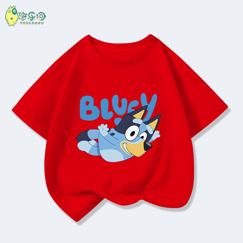 2026 Kids Bluey Cartoon T-Shirt Autumn Winter Short Sleeve Warm Anime Print Comfortable Sweatshirt for Boys and Girls Daily Use