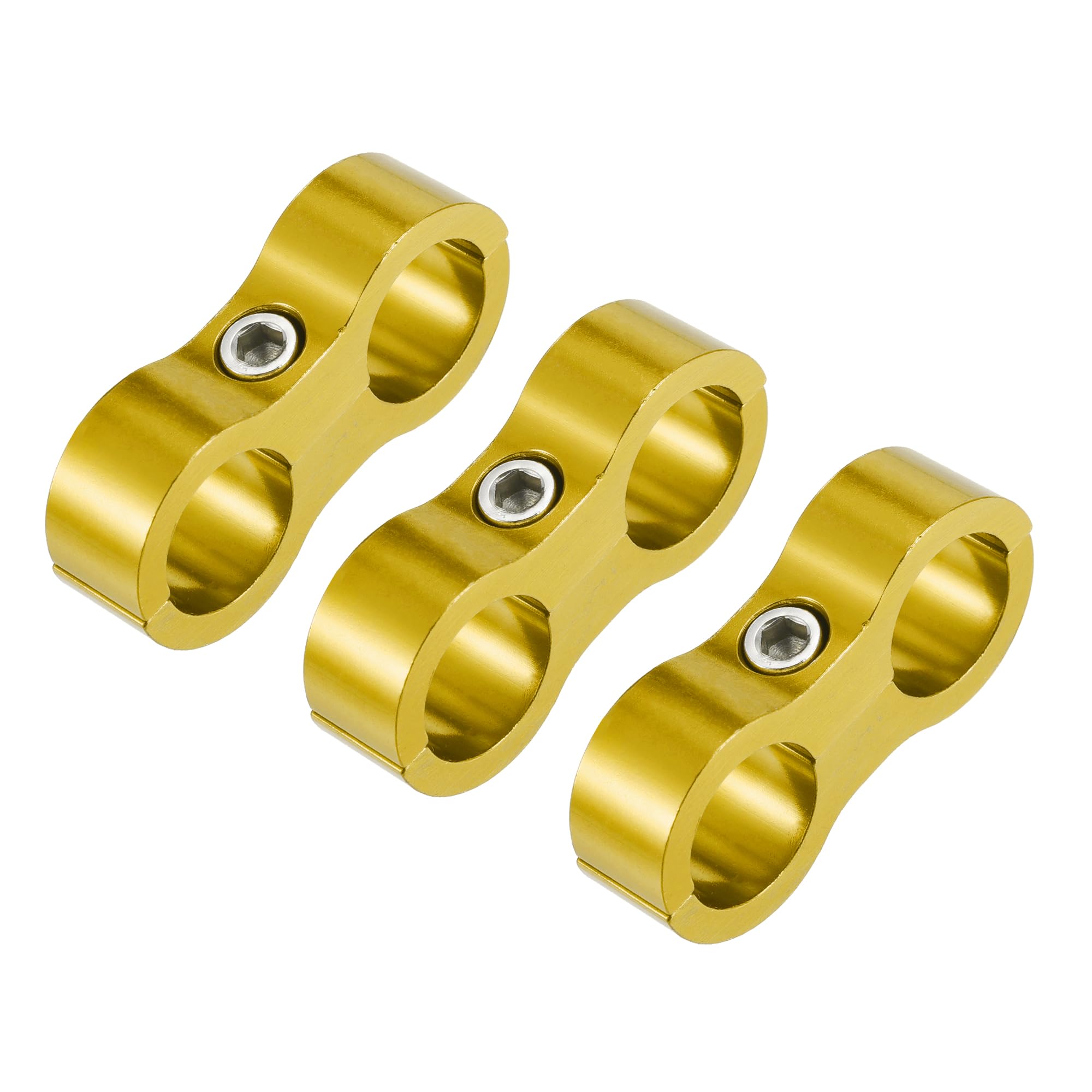 

X AUTOHAUX 3pcs Car AN8 16mm Hose Separator Clamp Hose Clamp Fuel Line Connector Aluminum Alloy Blacket Gold Tone золотой