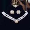 Pearl Jewelry Set for Women Elegant Necklace Earrings Rings Bracelet Prom Party Jewelry Glass Pearl Alloy Choker