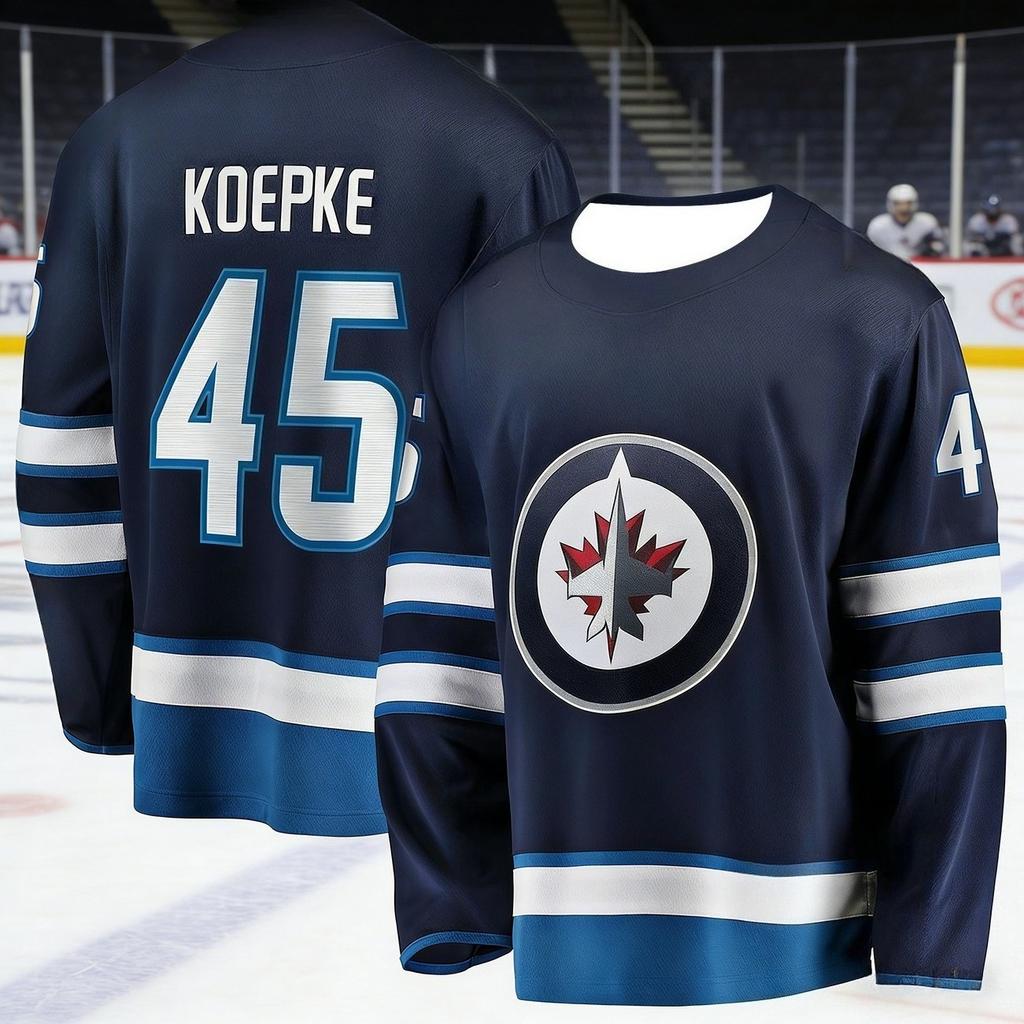 Hit Men's Ice Hockey Winnipeg Game Training Jetpack Jersey Long-sleeve 3D Printed Breathable and Quick-drying Sports Shirt Kids