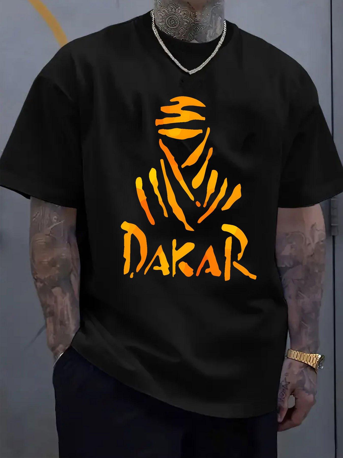 

Men S Dakar Graphic T-Shirt - Lightweight Breathable Crewneck Tee with Bold Dakar Print, Orange-Yellow Shirt for Everyday & Form S
