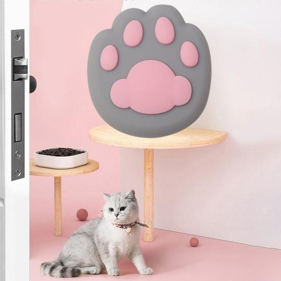 2 Pcs Cat Paw Doorknob Crash Pad Mute Cabinet Door Handle Lock Silencer Anti-Collision Pad Wall Protector Windproof Doorknob Pad Household Supplies