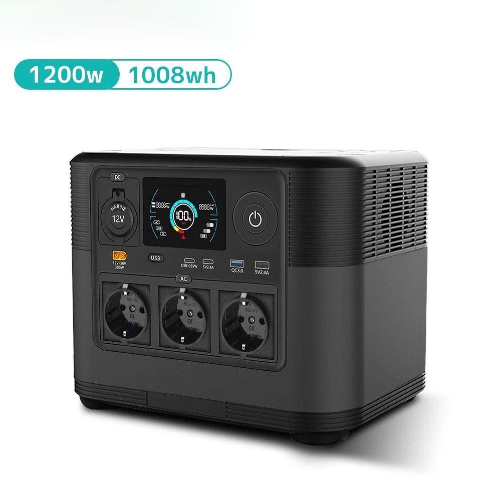 1200W Portable Power Station Solar Generator 1008Wh Lifepo4 Battery Home Backup Outdoor Camping Mobile Power EU Local Shipping