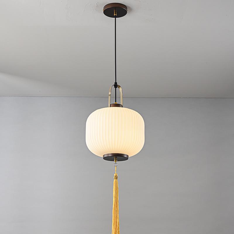 Modern Asian-Inspired Striped Glass Pendant Light for Restaurants and Bars