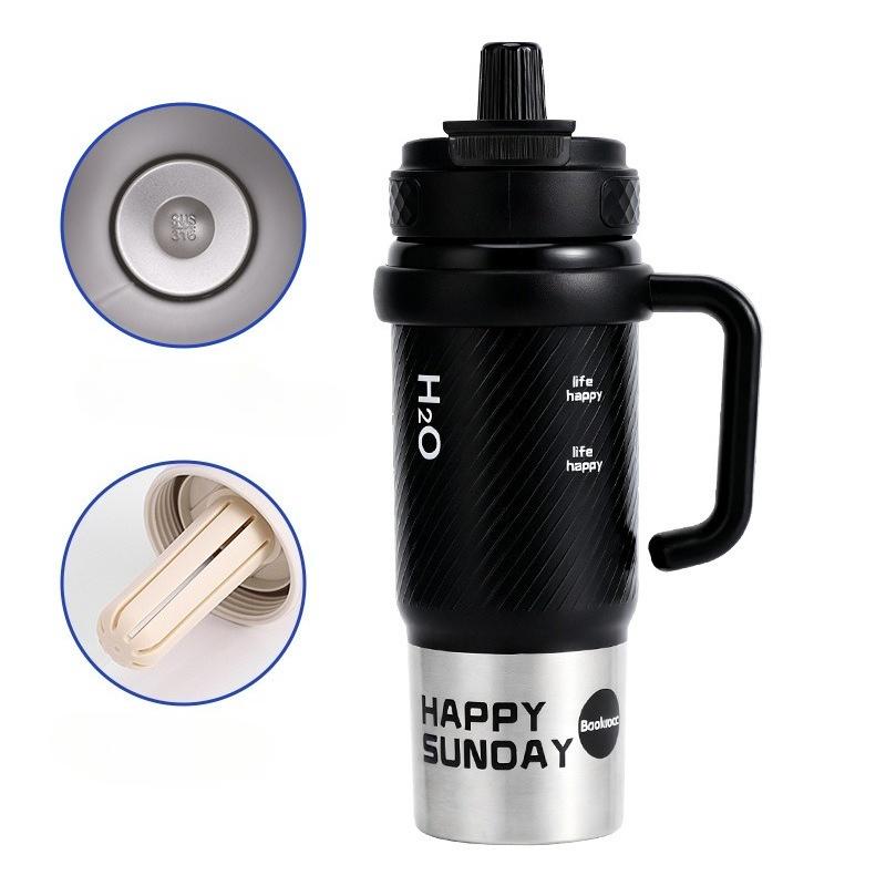 800ml Dual Way Drinking Straw Water Cup Large Capacity Stainless Steel Insulated Tumbler Handle Car Cups