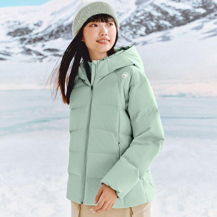 Skechers Windproof Waterproof Oil-Resistant Warm Anti-Cold Anti-Static Antibacterial Sports Casual Comfortable Hooded Short Down Jacket P424W058-04PY