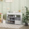 Kids' Storage Shelf, Toy Cabinet for Children with 11 Fabric Boxes, Upper Compartments, White