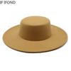 Französischer Damenhut Großer Breiter Rand 10CM Fedora Hut Winterwolle Derby Hochzeit Jazzhüte Flache Krone Filzhut