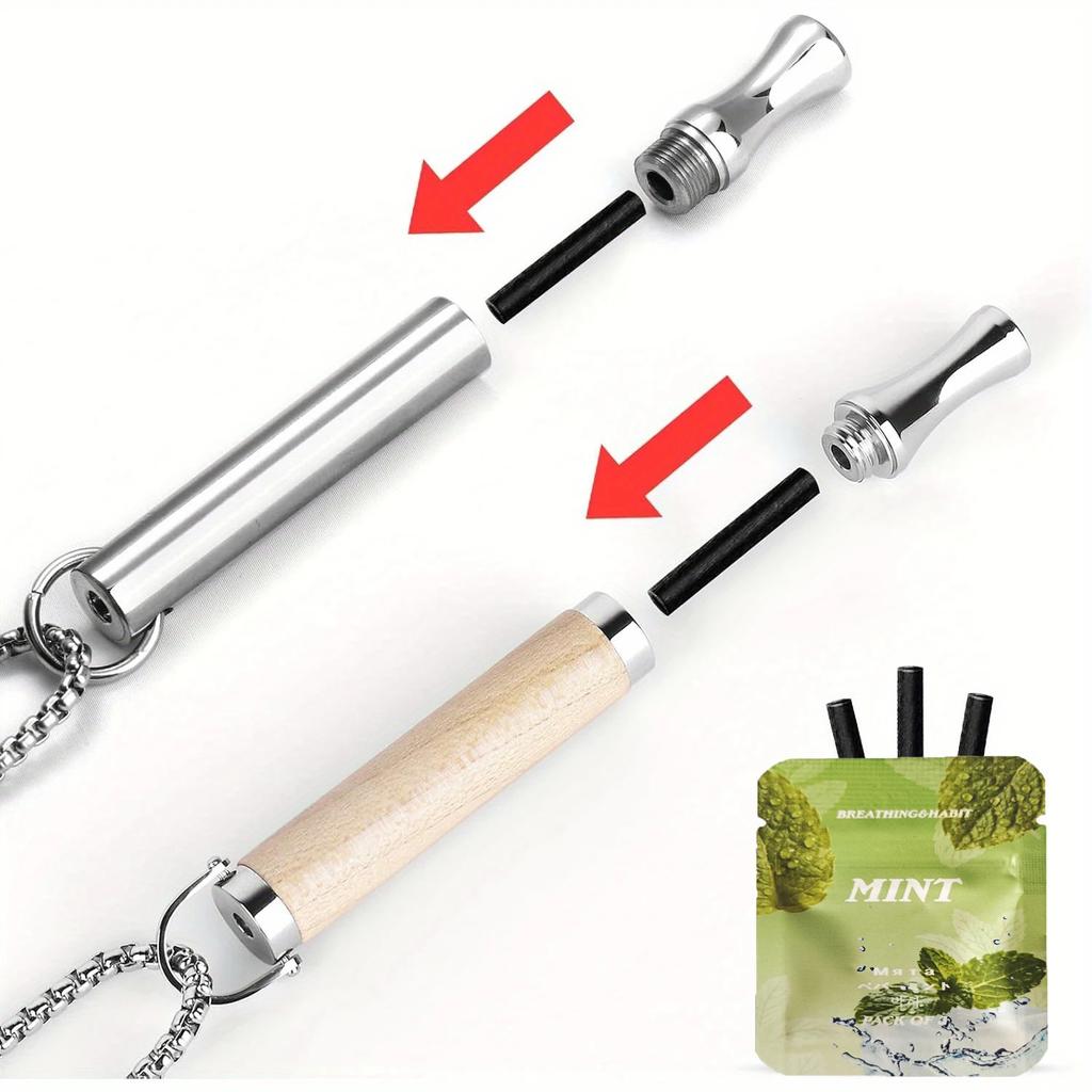 Pendants With Flavor Filters Anxiety Relief Breathing Necklace Quitting Smoking Meditation Mindfulness Necklace Quit Smoking Aid