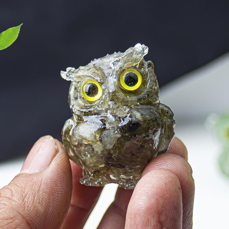 Uil Hars Kristal Beeldje Met Natuurlijke Watersteen Voor Huisdecoratie En Cadeau Geven