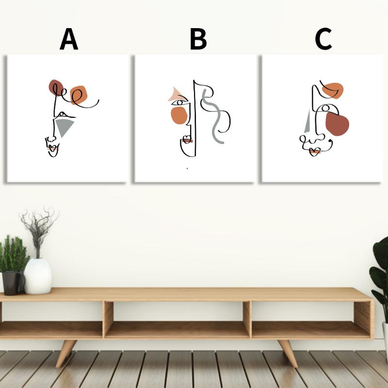 Line Abstract Face Modern Single Line Art Man and Woman Portrait Minimalist Contour Canvas PrintsHome Living Room Decor Wall Art Unframed