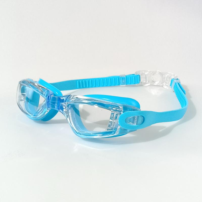 Fashionable children s swimming goggles, high-definition, waterproof, anti-fog, prescription diving goggles with large frame озеро синий