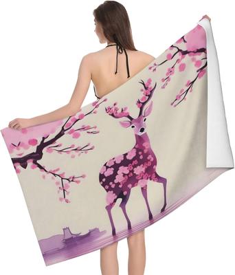 Plum Blossom Deer Bath Towel Absorbent Towels for Fitness Bathroom Shower Sports Yoga Beach Travel Swimming Pool Blanket
