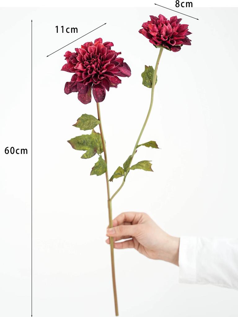 Jesienne Sztuczne Kwiaty Dalii Dekoracja Vintage Przypalane Krawędzie Jedwabne Kwiaty do Domu Dekoracja na Ślub Jesienna Tematyka Centralne Elementy