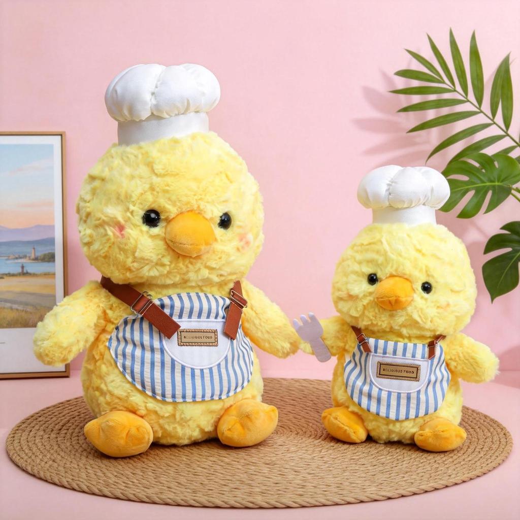 Chef Elephant Plush Doll with Apron & Duck, Baking Bear Toy - Perfect Birthday Gift