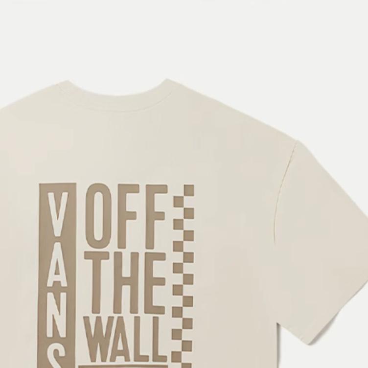 Vans Letter Print Crew Neck Short Sleeve T-Shirt Unisex Tops Off-White VN000BZ03KS